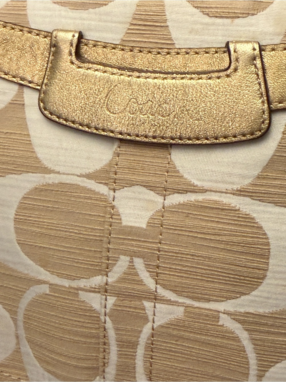 Vintage 2008 Coach Signature C Linen Jacquard Gold Crossbody Shoulder Bag - Picture 9 of 10